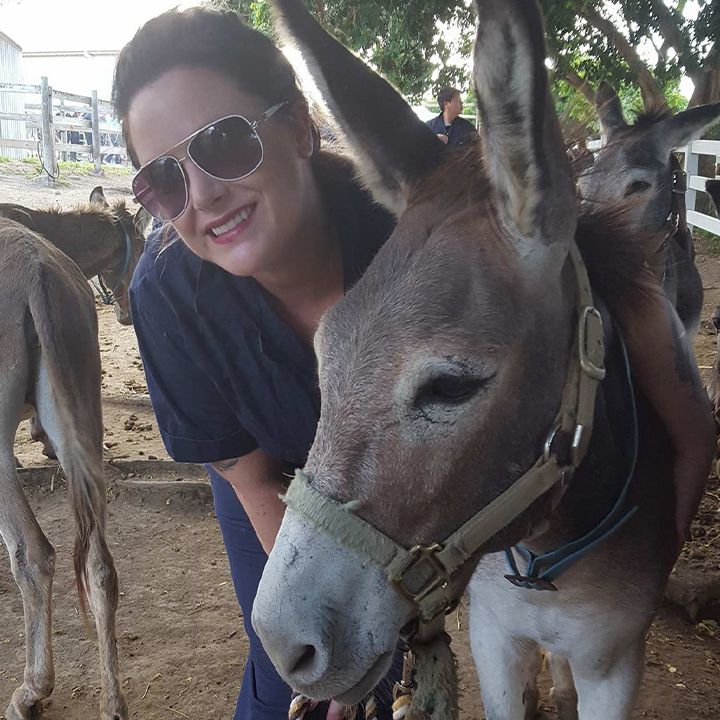 doctor amy next to a donkey